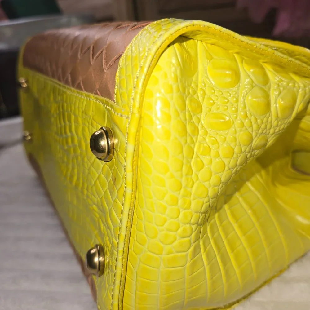Brahmin Phoebe Citron Woven Leather Bag